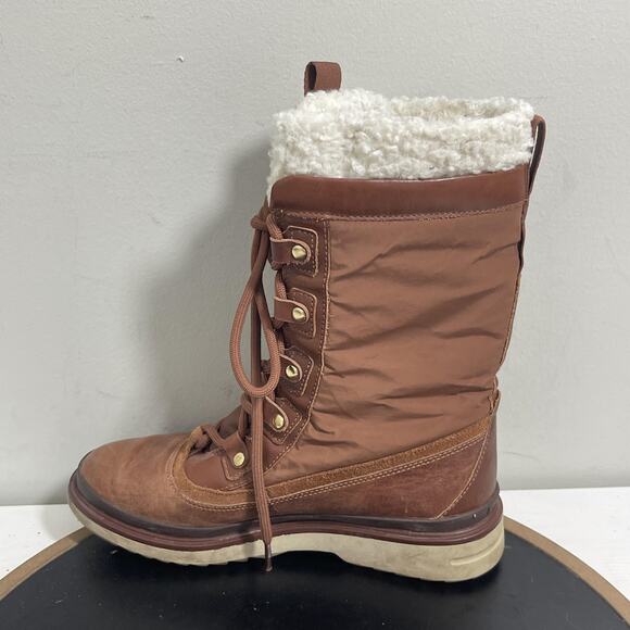 Cole Haan Waterproof Boots Womens Size 7B Sherpa Leather Winter Lace Up Shoes - Picture 6 of 11